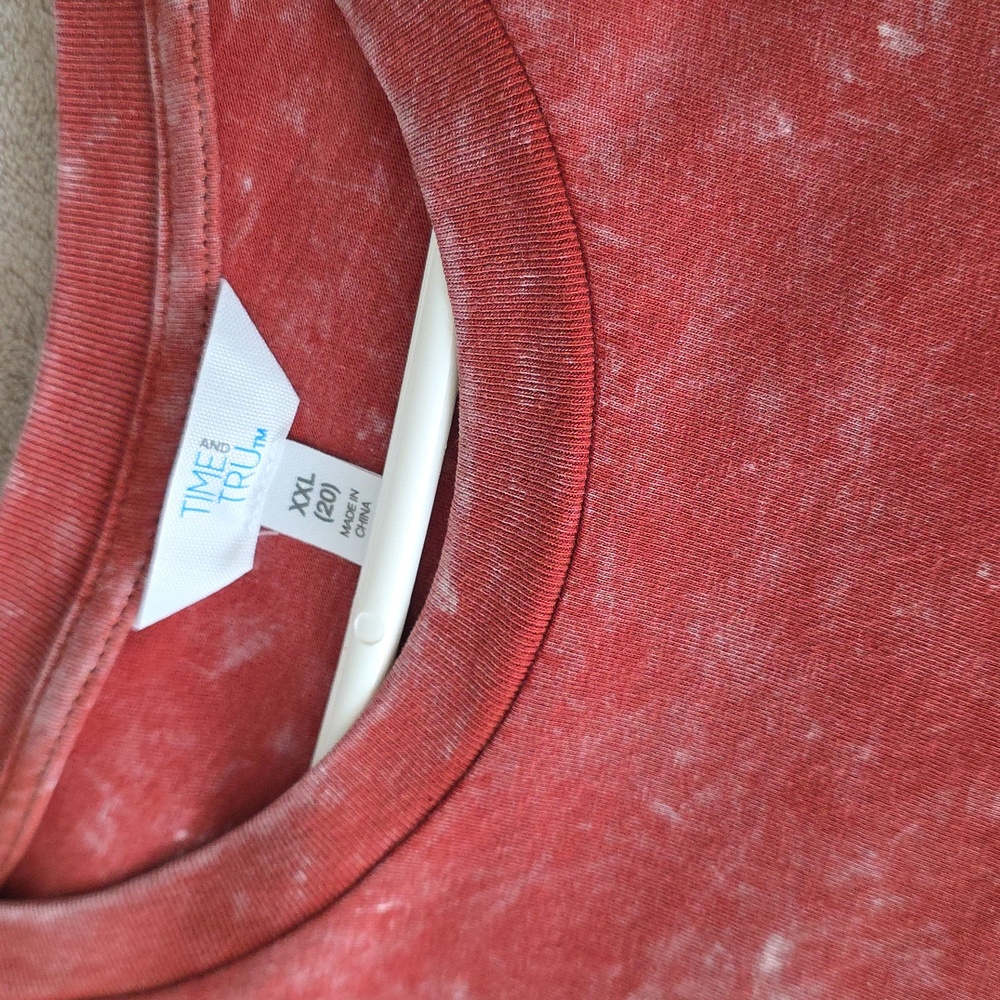 Burnt Orange & Tan Acid Wash T-Shirt with Pocket - Picture 2 of 6